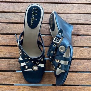 Cole Haan Nike Air Black Slip On Wedge Sandals